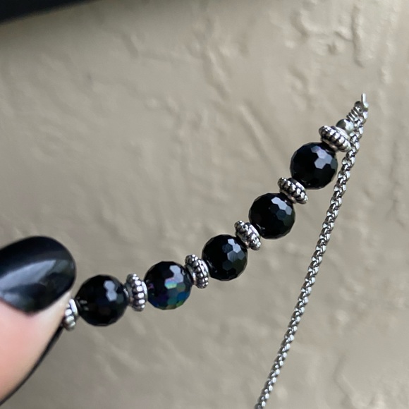 Druzy quartz moon double layer stainless steel chains boho iridescent necklace - Picture 7 of 12